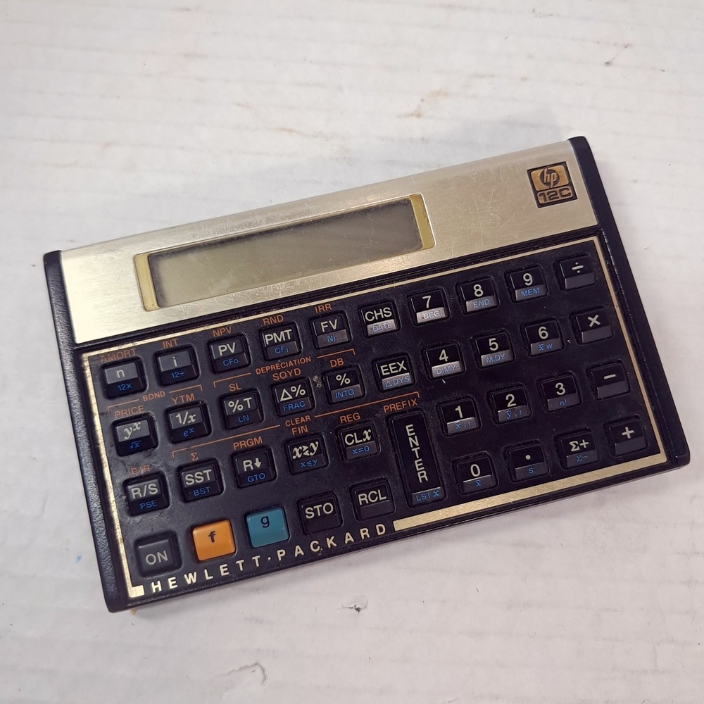HP12C Hewlett Packard Financial Calculator HP 12C gold brass tone China WORKS